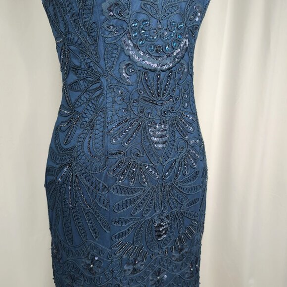 Vintage Sue Wong Sequin Dress 4 Small Blue Formal Bead - Picture 3 of 9